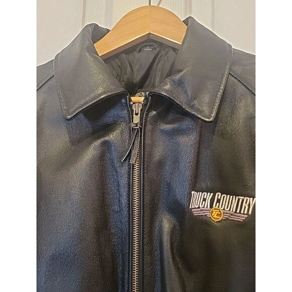 Vintage Burks Bay Leather Bomber Jacket Mens Large Black Member's Edition - Picture 3 of 10